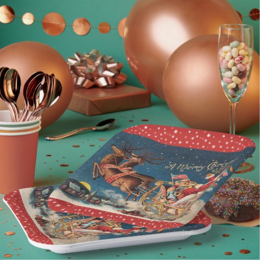 Patriotischer Weihnachtsmann Pappteller (Multi)