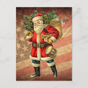 Patriotischer Weihnachtsmann / Vintage-Postkarte Feiertagspostkarte