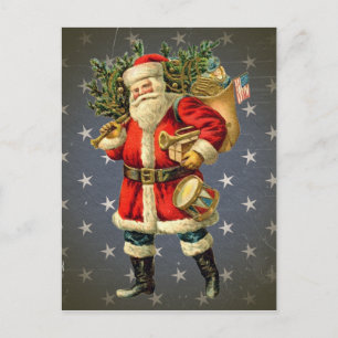 Patriotischer Weihnachtsmann / Vintage-Postkarte Feiertagspostkarte