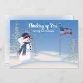 Patriotischer Weihnachtsschneemann Saluting, Karte (Vorne/Hinten)