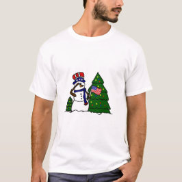 Patriotischer Weihnachtssnowman-T - Shirt