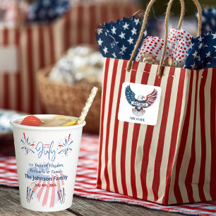 Patriotischer Weißkopfseeadler Amerika 250. 4. Jul Pappbecher