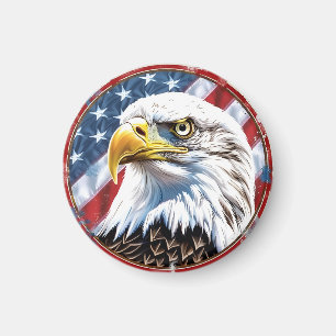 Patriotischer Weißkopfseeadler & Amerikanische Fla Magnet
