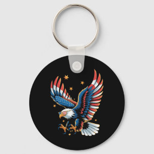 Patriotischer Weißkopfseeadler Amerikanische Flagg Schlüsselanhänger