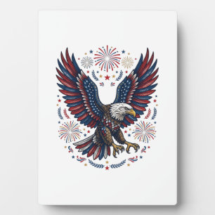 Patriotischer Weißkopfseeadler Feuerwerk Vintage V Fotoplatte
