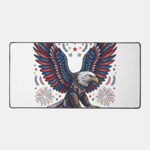 Patriotischer Weißkopfseeadler Feuerwerk Vintage V Schreibtischunterlage