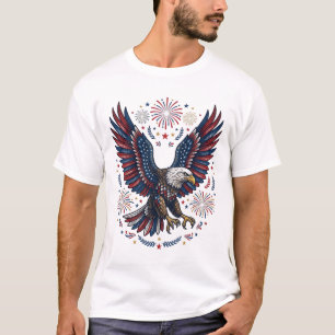 Patriotischer Weißkopfseeadler Feuerwerk Vintage V T-Shirt