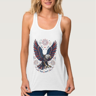 Patriotischer Weißkopfseeadler Feuerwerk Vintage V Tank Top