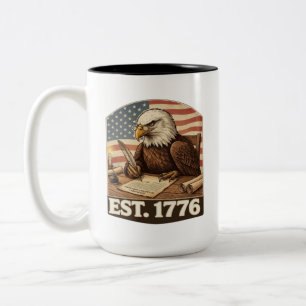Patriotischer Weißkopfseeadler Gründervater 1776 Zweifarbige Tasse