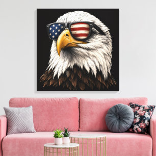 Patriotischer Weißkopfseeadler mit amerikanischer Leinwanddruck