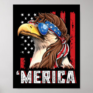 Patriotischer Weißkopfseeadler-Mullet Merica USA-F Poster