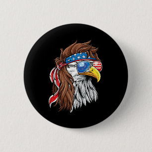 Patriotischer Weißkopfseeadler-Mullet USA-Amerikan Button
