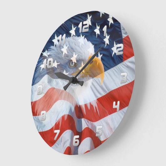 Patriotischer Weißkopfseeadler und die Große Wanduhr (Winkel)