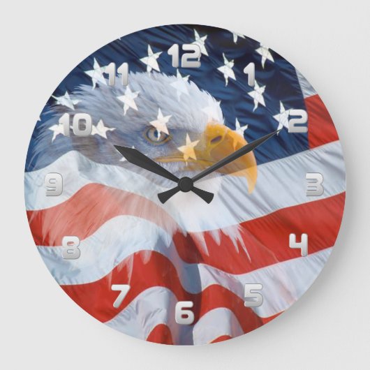 Patriotischer Weißkopfseeadler und die Große Wanduhr (Vorderseite)