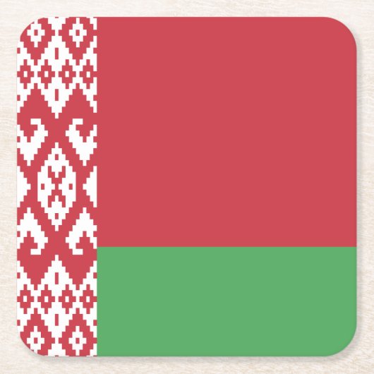 Patriotischer weißrussischer Flag Square Paper Unt Rechteckiger Pappuntersetzer (Vorderseite)