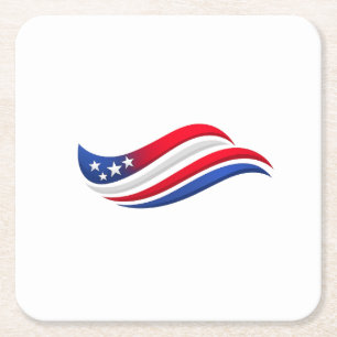 Patriotischer Wellenflaggenteller   USA-Sterne-Fei Rechteckiger Pappuntersetzer