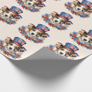 Patriotischer Welpe 4. Juli USA Unabhängigkeitstag Geschenkpapier