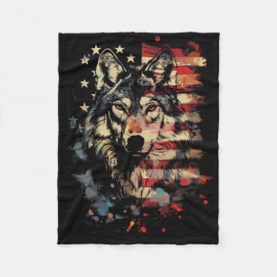Patriotischer Wolf Amerikanische Flagge USA Wolf L Fleecedecke