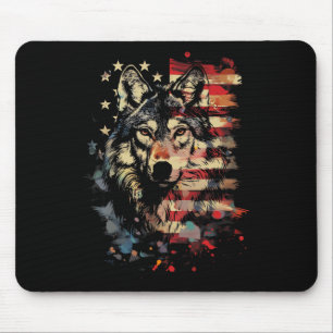 Patriotischer Wolf Amerikanische Flagge USA Wolf L Mousepad