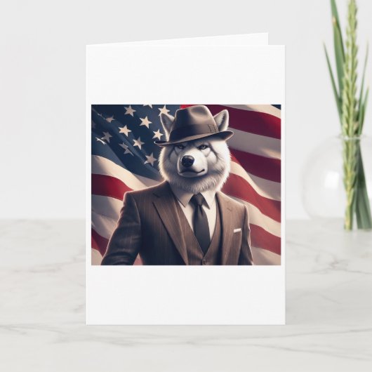 Patriotischer Wolf Feiertagskarte (Vorderseite)