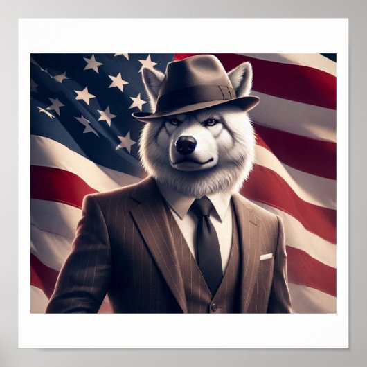 Patriotischer Wolf Poster (Vorne)