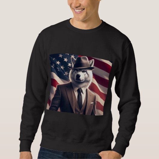 Patriotischer Wolf Sweatshirt (Vorderseite)