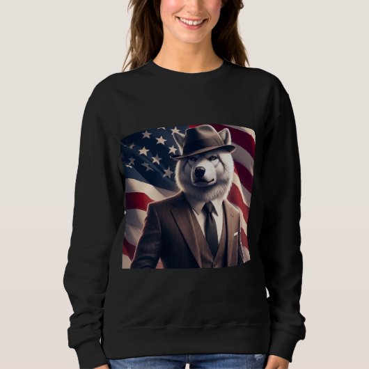 Patriotischer Wolf Sweatshirt (Vorderseite)
