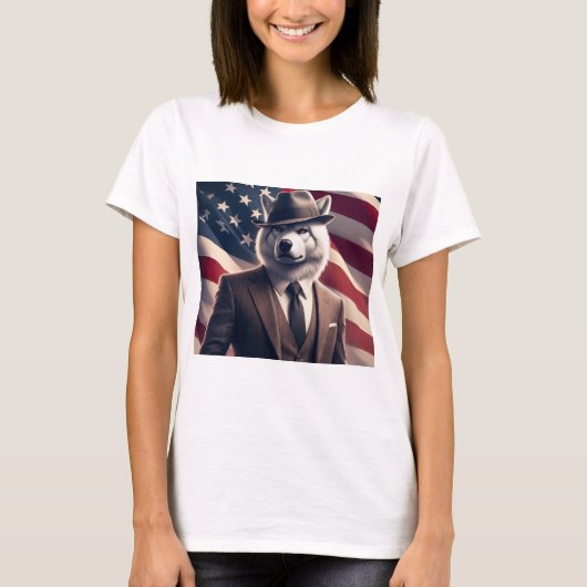 Patriotischer Wolf T-Shirt (Vorderseite)