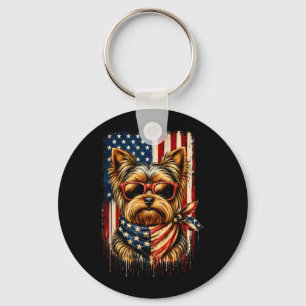 Patriotischer Yorkshire Terrier Amerikanischer Fla Schlüsselanhänger