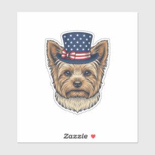 Patriotischer Yorkshire Terrier Vintage Aufkleber