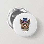 Patriotischer Yorkshire Terrier Vintage Button (Vorne & Hinten)