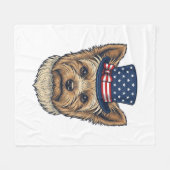 Patriotischer Yorkshire Terrier Vintage Fleecedecke (Vorderseite (Horizontal))