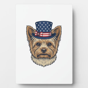 Patriotischer Yorkshire Terrier Vintage Fotoplatte