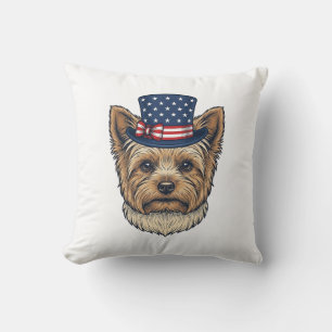 Patriotischer Yorkshire Terrier Vintage Kissen