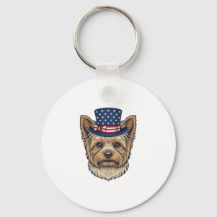 Patriotischer Yorkshire Terrier Vintage Schlüsselanhänger