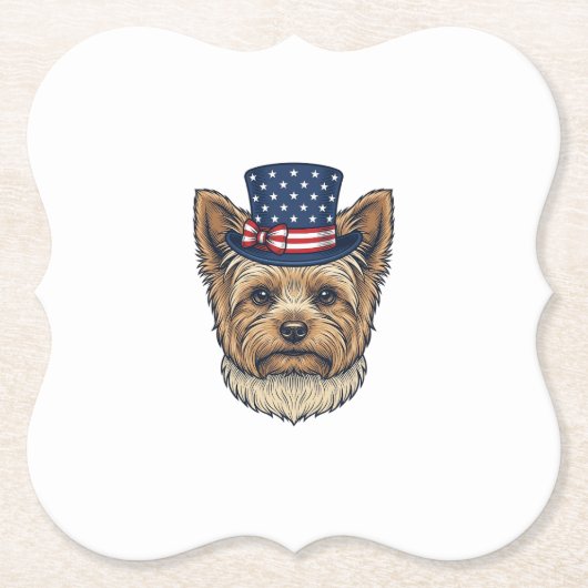 Patriotischer Yorkshire Terrier Vintage Untersetzer (Vorderseite)