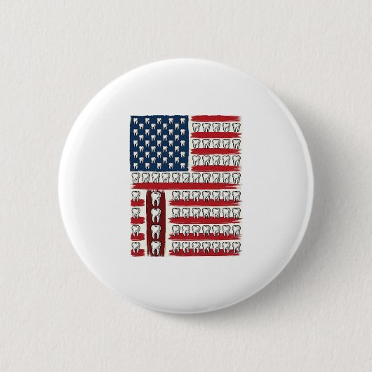 Patriotischer Zahnarzt Zahn Flagge Button (Vorderseite)