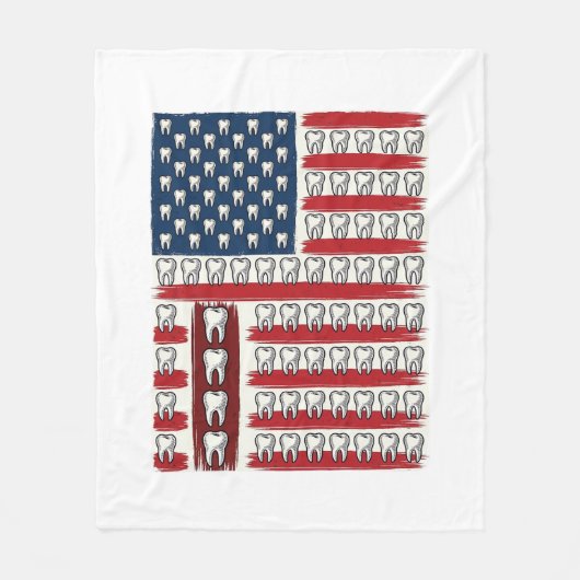 Patriotischer Zahnarzt Zahn Flagge Fleecedecke (Vorderseite)