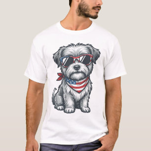 Patriotischer zotteliger Hund Vintage Gravur Tank