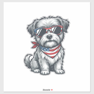 Patriotischer zotteliger Hund Vintage Gravur Tank  Aufkleber