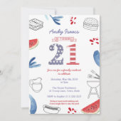 Patriotisches 21. Geburtstags-Party, zwanzig Einladung (Vorderseite)