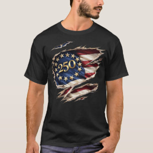 Patriotisches 250-Americana-zerrissenes Flaggen-Gr T-Shirt