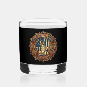 Patriotisches 250. Jubiläumsemblem Whiskyglas
