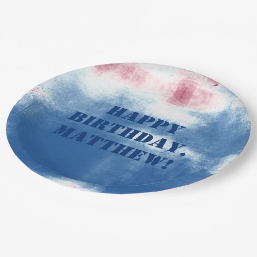 Patriotisches 4. Juli Gefärbte Krawatte Personalis Pappteller (Schrägansicht)