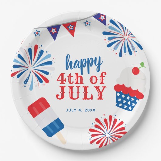 Patriotisches 4. Juli Party Pappteller (Vorderseite)