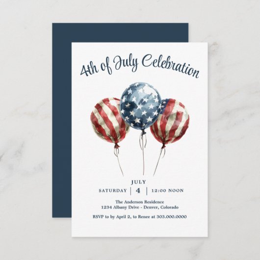 Patriotisches 4. Juli Party Save The Date (Vorne/Hinten)