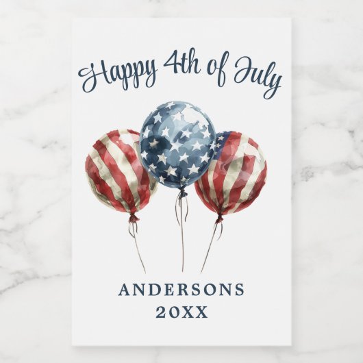 Patriotisches 4. Juli Party Weinetikett (Einzelnes Label)