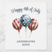 Patriotisches 4. Juli Party Weinetikett (Einzelnes Label)