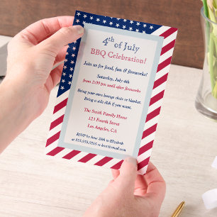 Patriotisches 4. Juli Red White and Blue GRILLEN P Pergament Einladungen