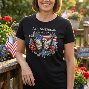 Patriotisches 4. Juli Schmetterling Damen T-Shirt